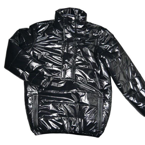 Rain Jacket Black Pvc Puffer Jacket Mens Black SECURITY Rain