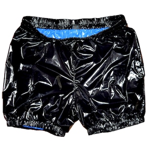 Glanzende nylon shorts Sprinter glanzend nylon LAK PVC wetlook glanzend nylon met voering