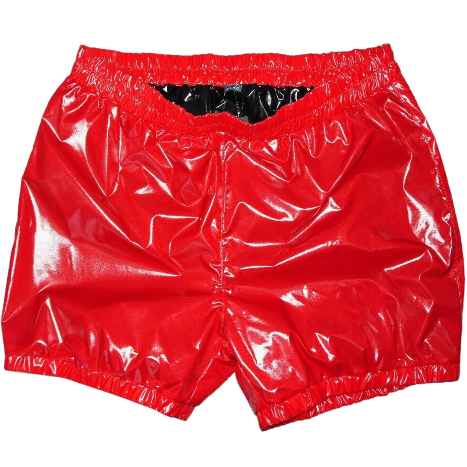 Short Vernice Uomo in Vinile Qualità Shorts Allacciatura Fascia Tunnel Short Vernice Uomo in Vinile Qualità Shorts Allacciatura Fascia Tunnel