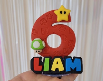 Super Mario Birthday Candle Cake Topper / No se derrite / Reutilizable / Recuerdo / Hecho a mano / No tóxico / Porcelana fría