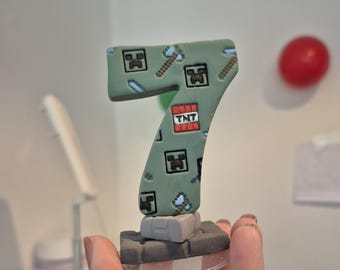 Inspired Mine Birthday Candle Cake Topper | Doesn't Melt, Inedible, Plastic Free, Non-toxic and Reusable | Videogame Cake Topper | Keepsake