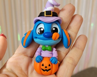 Handmade Stitch Witch Pumpkin Magnet: Halloween Tree Decoration
