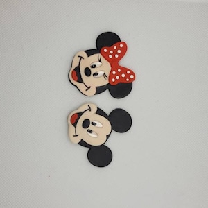 Mickey and Minnie  bow centers , clay dolls , hairbows ,  centerpiece, polymer clay, clay | Handmade
