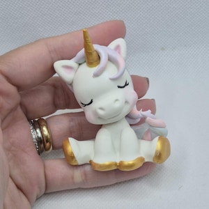 Cute Unicorn Figurine / Cake Topper. Inedible, Handmade with Plastic Free, Non-toxic Cold Porcelain