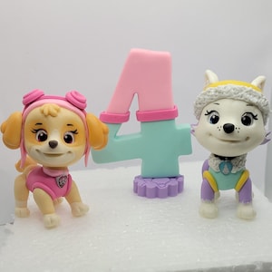 Pup Candle Number Cake Topper | Inedible | Candle Doesn&#39;t Melt | Handmade with Plastic-Free, Non-toxic Cold Porcelain | OOAK Keepsake