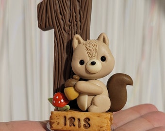 Custom Woodland Birthday Candle Number | Woodland Cake Topper | Handmade, Plastic Free | Doesn't Melt | Keepsake | Woodland Animal Figurines