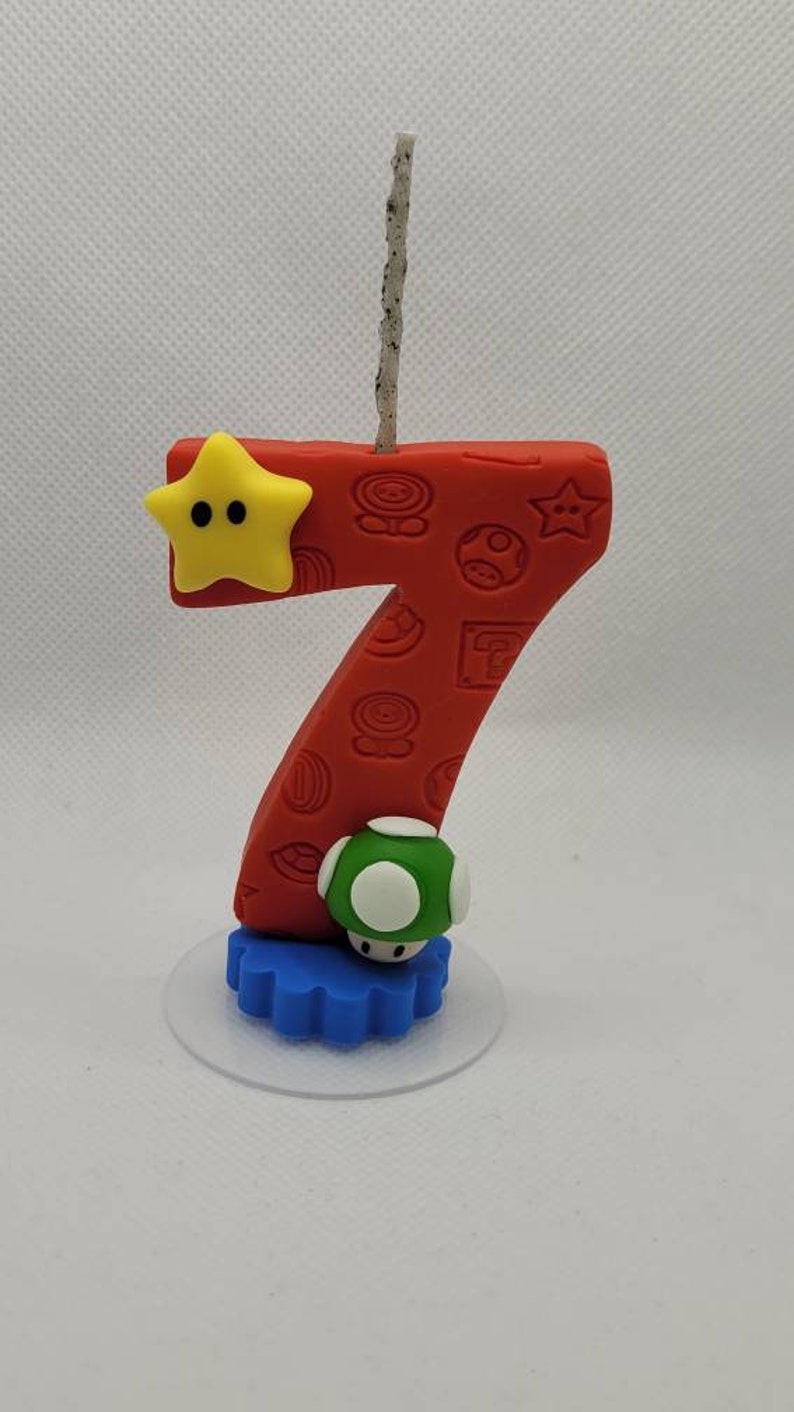 Super Mario Birthday Candle Cake Topper Doesn't Melt Etsy