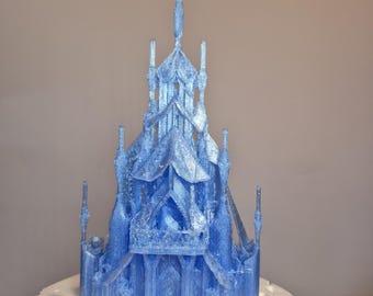 Ice castle Cake Topper - 2 sizes, White or Blue, with or without light.