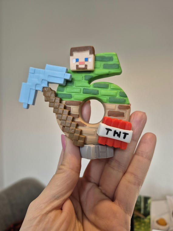 Inspired Mine Birthday Candle Cake Topper | Doesn't Melt, Inedible, Plastic Free, Non-toxic and Reusable | Videogame Cake Topper | Keepsake