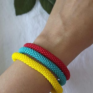 Beaded crochet bracelet. Boho bracelet. Summer bracelet. Beadwork crochet. Handmade bangle. beach bracelet. Without clasp. Multicolor.