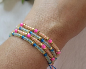 SUMMER VIBES bracelets. Neon bracelets. Vibrant colors bracelets. High-quality beads. Colorful seed bead bracelets. Friendship bracelets.