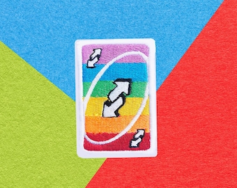 Uno Card game embroidered patch - Pride LGBT Rainbow Embroidery