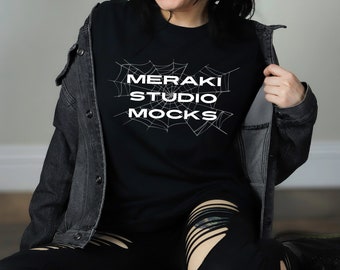 Bella Canvas 3001 Black T-Shirt Mockup: Grunge Goth Design (Digital Download)
