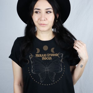 Bella Canvas 3001 Mockup Black T Shirt Mockup Witchy Mockup Halloween Mockup Fall Mockup Modern Mockup Model Mockup