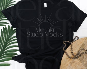 Bella Canvas 3001 T-shirt nera modello piatto, moda alternativa (download digitale)