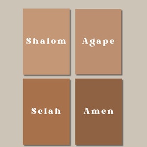 Shalom, Sélah, Amen, Agape - Cartes de mots bibliques