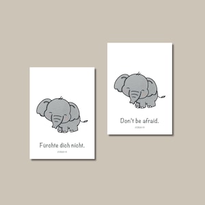 N'ayez pas peur - Éléphant - Carte pour enfants chrétiens