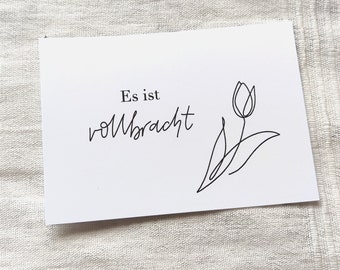 Es ist vollbracht - Christliche Osterkarte mit Tulpen