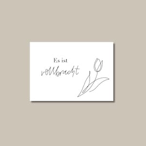 Es ist vollbracht - Christliche Osterkarte mit Tulpen