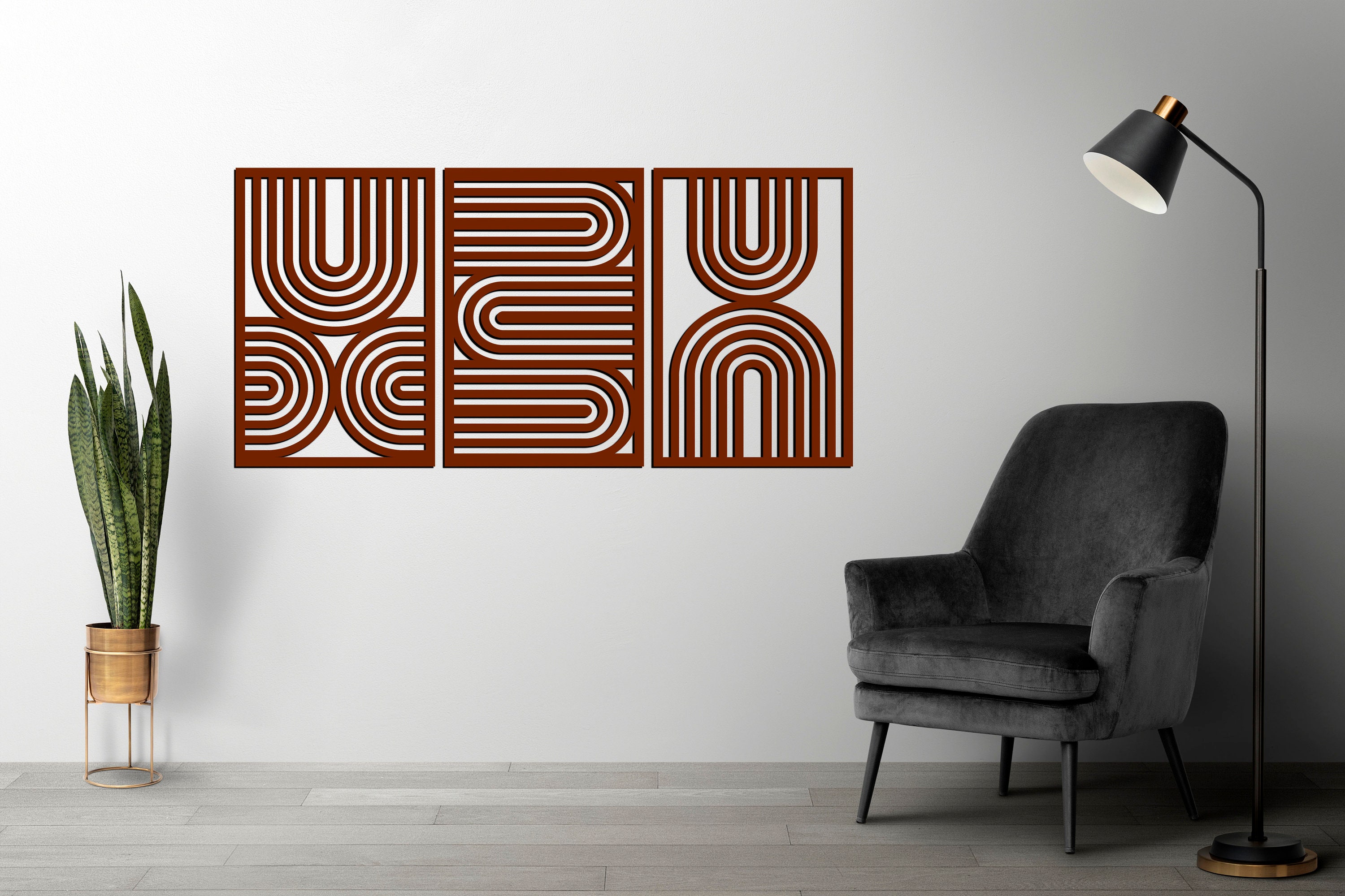 Mid Century Modern Wooden Wall Art Set of Three Wall Panels - Etsy