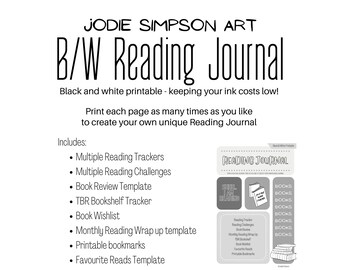 Reading Journal - Black and White Printable