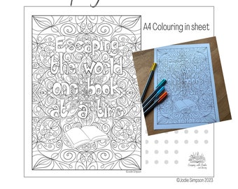 Colouring in - Escaping the World One Book at a Time - Printable A4 page