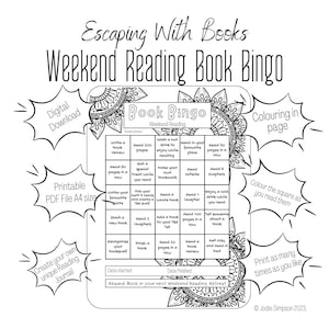 Book Bingo for Weekend Reading - Single A4 Printable Bingo Square - Colouring in
