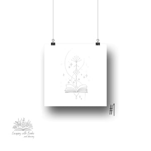 Book Tattoo Design 1 - Line art - Fantasy