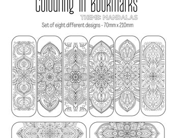 Mandala Colouring In Bookmarks - Large Printable