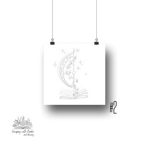Book Tattoo Design 2 - Fantasy - Line Art