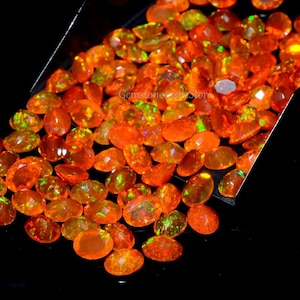 8x6 MM Natural Ethiopian Orange Opal Oval Faceted Cut Jewelry Making Orange Opal AAAA+ Grade Fire Opal Loose Gemstone 6x8 MM