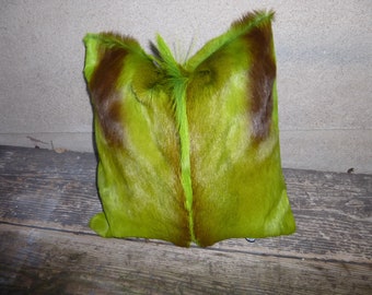 real fur cushion made of dyed springbok fur