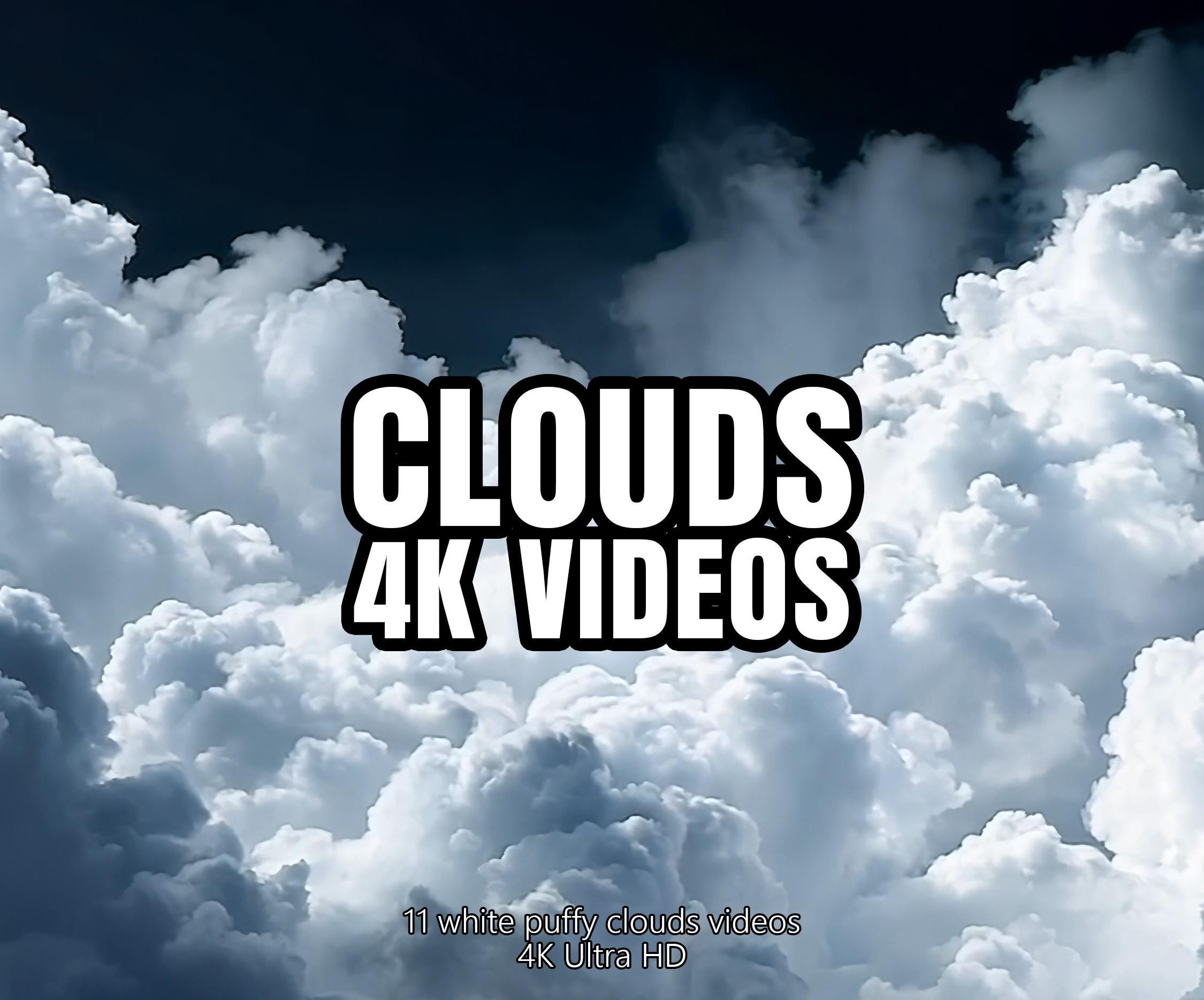 4K White Puffy Cloud Video Clips: Overlay Collection (digital Download ...