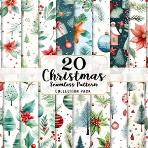 Christmas Seamless Patterns: Festive Holiday Digital Paper (20 JPG)