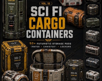 50+ Sci-Fi Cargo Containers PNG | Futuristic Storage Pods, Crates, Canisters, Lockers, Kitbash Assets for Games & Concept Art