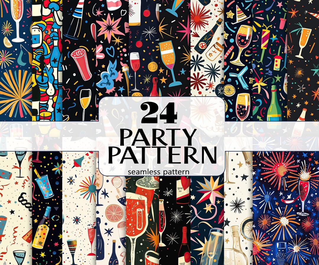 Party Theme Seamless Patterns: Invitation Backgrounds (digital Download ...