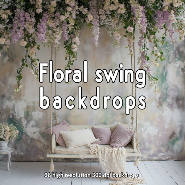 Floral Swing Backdrops, Digital backdrop, Swing Photography, Romantic Photography, Baby shower, Digital Photography, Newborn Backdrop