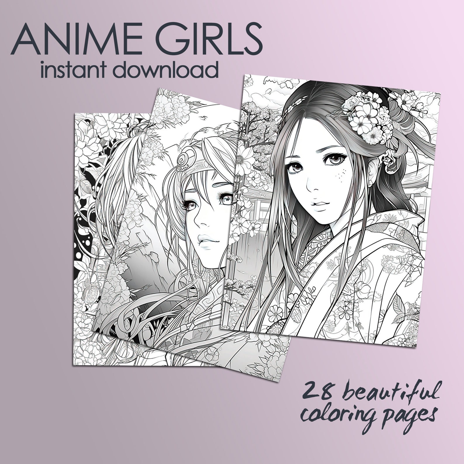 Coloring Pages for Adults and Teens Anime Coloring Book - Etsy