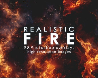 Realistic Fire Photoshop Overlays, Flame Effects, Photo Effect  (Digital Download)