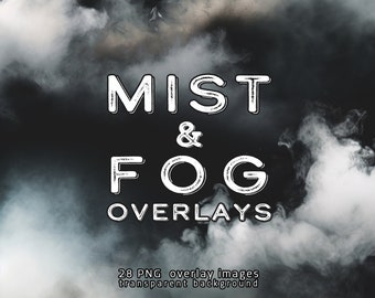 Realistic mist and fog overlays, Fog overlays for photography, Mist effect Photoshop overlay, Transparent PNG, Fog texture, Misty atmosphere