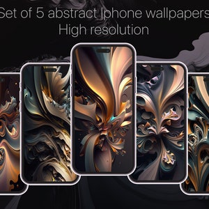 Set di 5 sfondi di lusso per iPhone, sfondo telefono astratto, sfondo telefono oro, sfondo iPhone, sfondo smartphone, nero e oro