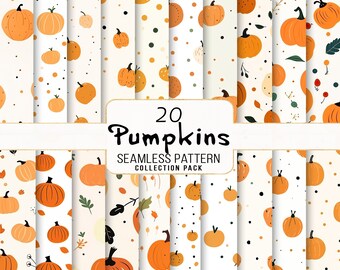Motif citrouille sans couture : collection de papiers numériques d'automne (usage commercial)
