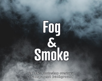 28 Fog & Smoke Photo Overlays: Transparent PNG Textures (Digital Download)