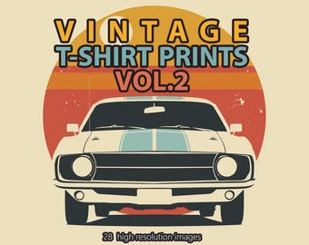 Vintage T-Shirt Designs: Retro Graphics Print Set (Digital Download)
