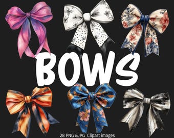 Bows Clipart PNG: 28 Bow Illustrations for Design (Digital Download)