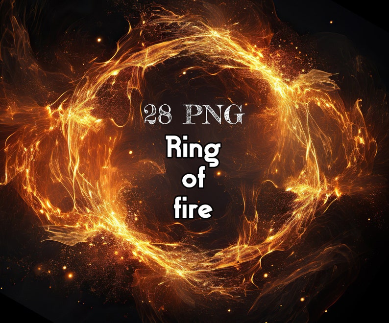 Ring of Fire Overlays, PNG on Transparent Background, Fire Texture