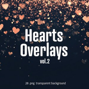 May include: A digital download of 28 heart overlays with a transparent background. The overlays are in a variety of sizes and are perfect for adding a touch of love to your designs.