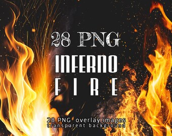 Inferno Fire Overlays: Blazing Flames Photography Effects (PNG, Digital Download)