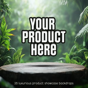 28 Product display mock backdrops, Forest podium backdrop, Luxury product presentation, Photoshop enhance, Product display, Digital download