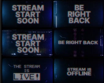 4K Animated Glitch Stream Screens: VHS Style, MP4 (Digital Download)